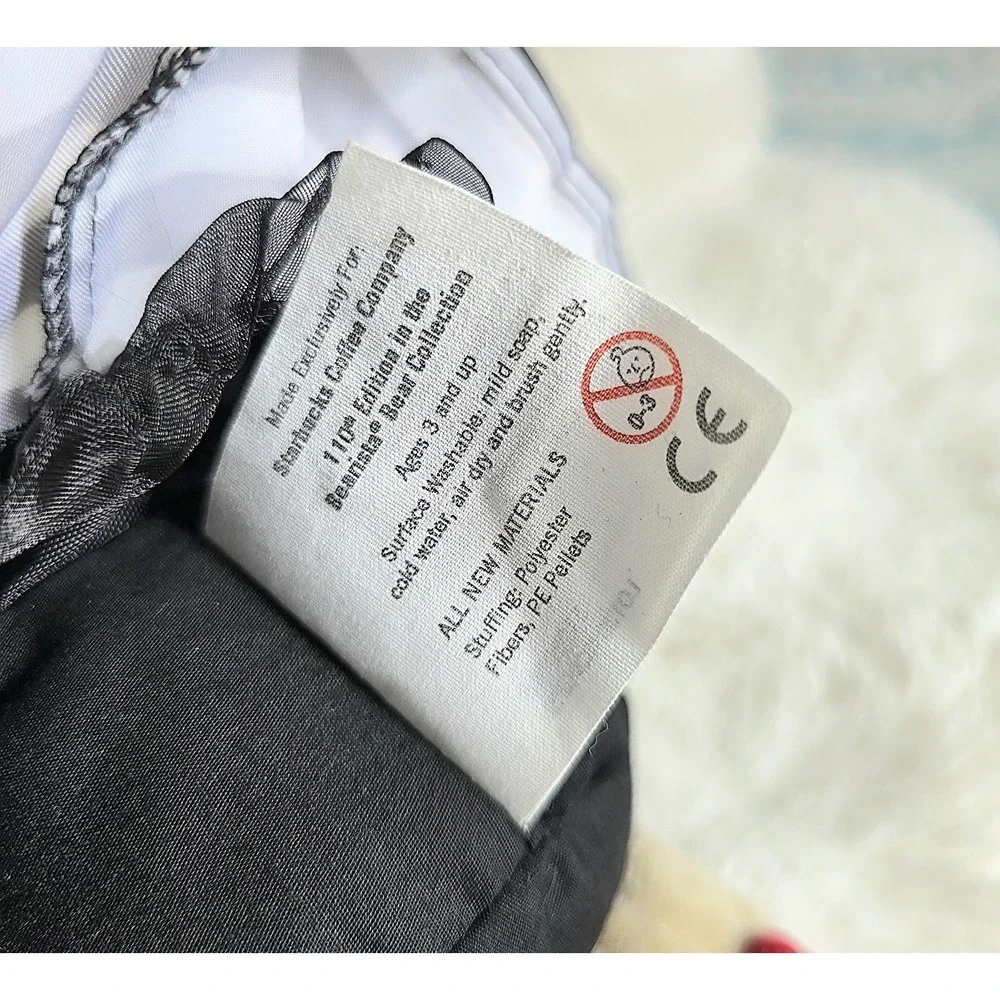 Rare Starbucks 2013 Teddy Bear Plush Black White Dress Red Shoes Collectible